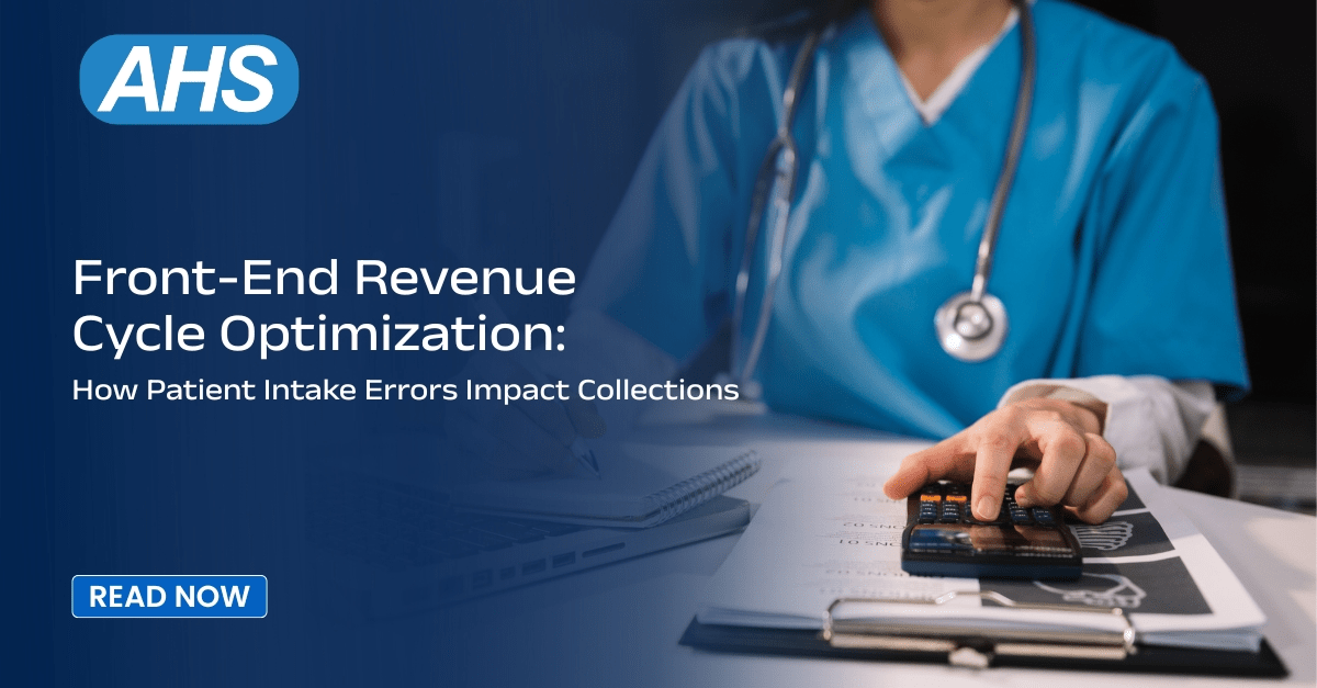 Healthcare professional calculating financial data for a blog post on Front-End Revenue Cycle Optimization.