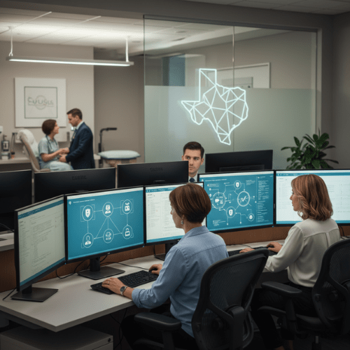 Healthcare operations team in Texas monitoring clinical data and surgical workflows in real-time.