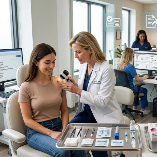 Dermatology patient exam Acuity Health Solution