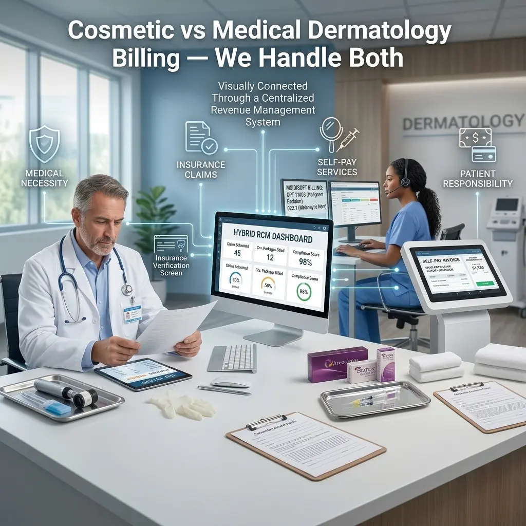 cosmetic vs medical dermatology billng